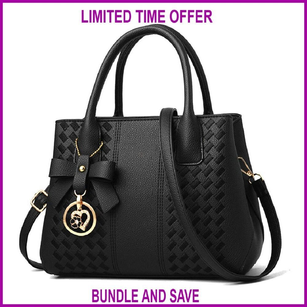 PU Leather Top Handle Satchel Shoulder Tote Bag for Women